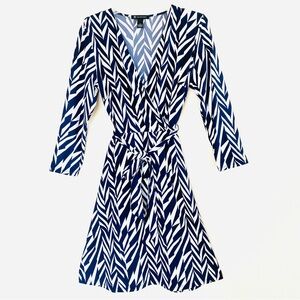 INC International Concepts by Macy’s | Navy + White Printed Wrap Dress |…